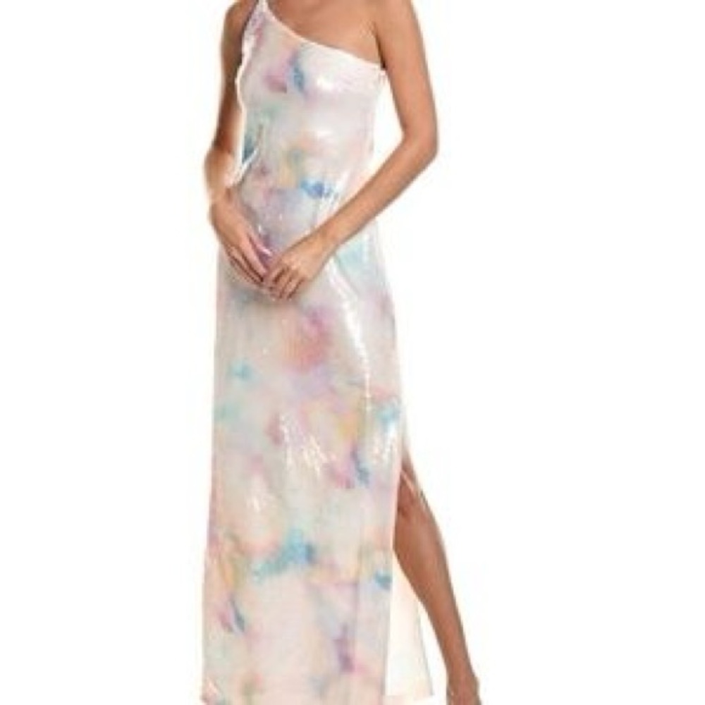 Monique Lhuillier Pastel One-Shoulder Dress - Picture 6 of 11